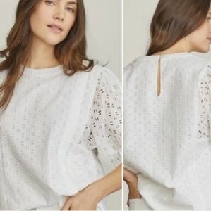 NWT Elizabeth and James White Boho Peasant Blouse Top Size S